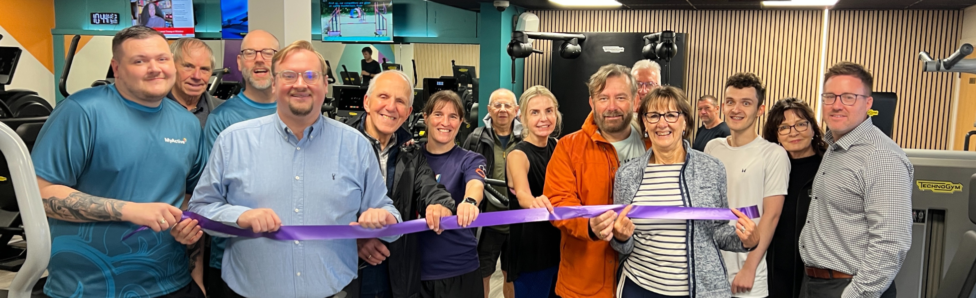 Members, staff and Councillor Damien Greenhalgh opening the new gym spaces